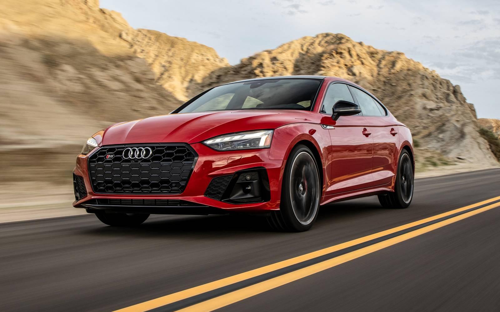 Audi sportback on a wet road