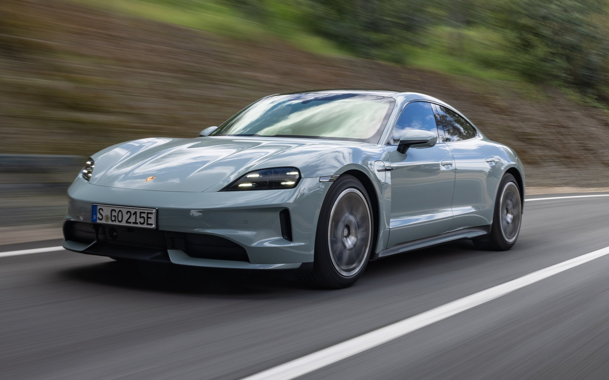 Porsche Taycan on a road